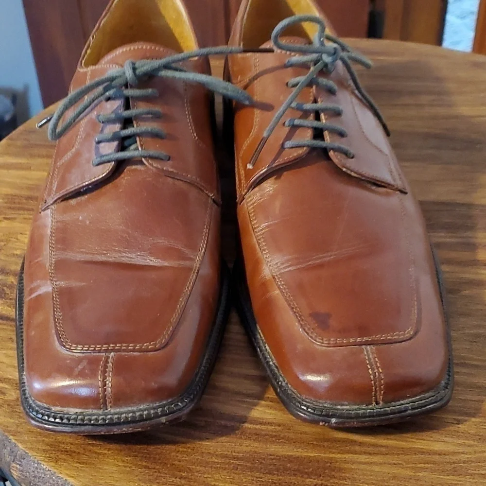 Stacy Adams- Mens Vintage Leather Square Toe Oxfords Business Casual Sz.9